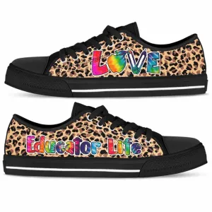 Educator Leopard Love Low Top Shoes, Teacher Shoes, Low Top Sneakers