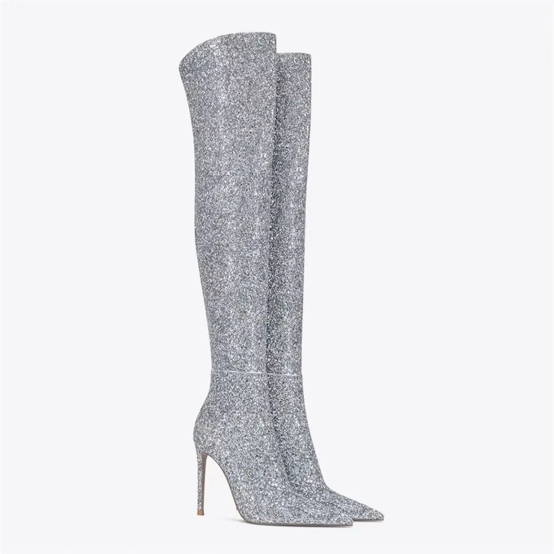 ElegantLuxe Over-Knee Pointed Toe Sculpted Heel Boots