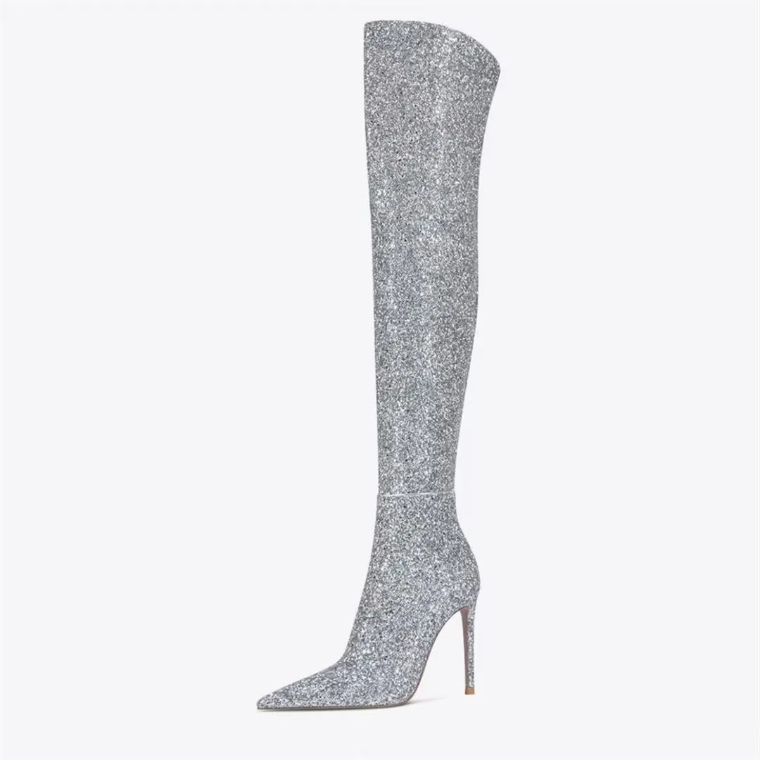 ElegantLuxe Over-Knee Pointed Toe Sculpted Heel Boots