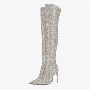 ElegantLuxe Over-Knee Pointed Toe Sculpted Heel Boots