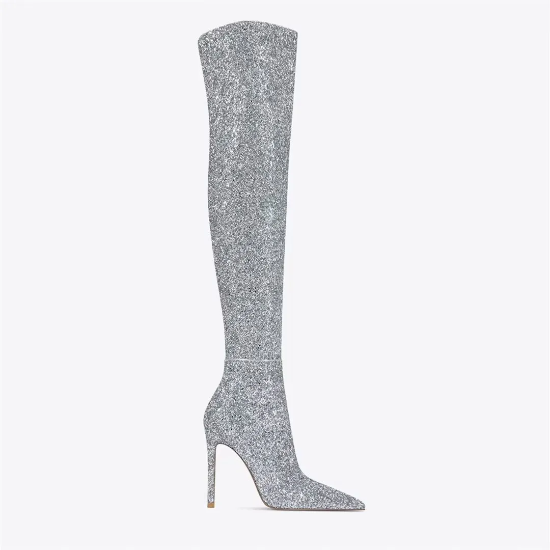 ElegantLuxe Over-Knee Pointed Toe Sculpted Heel Boots