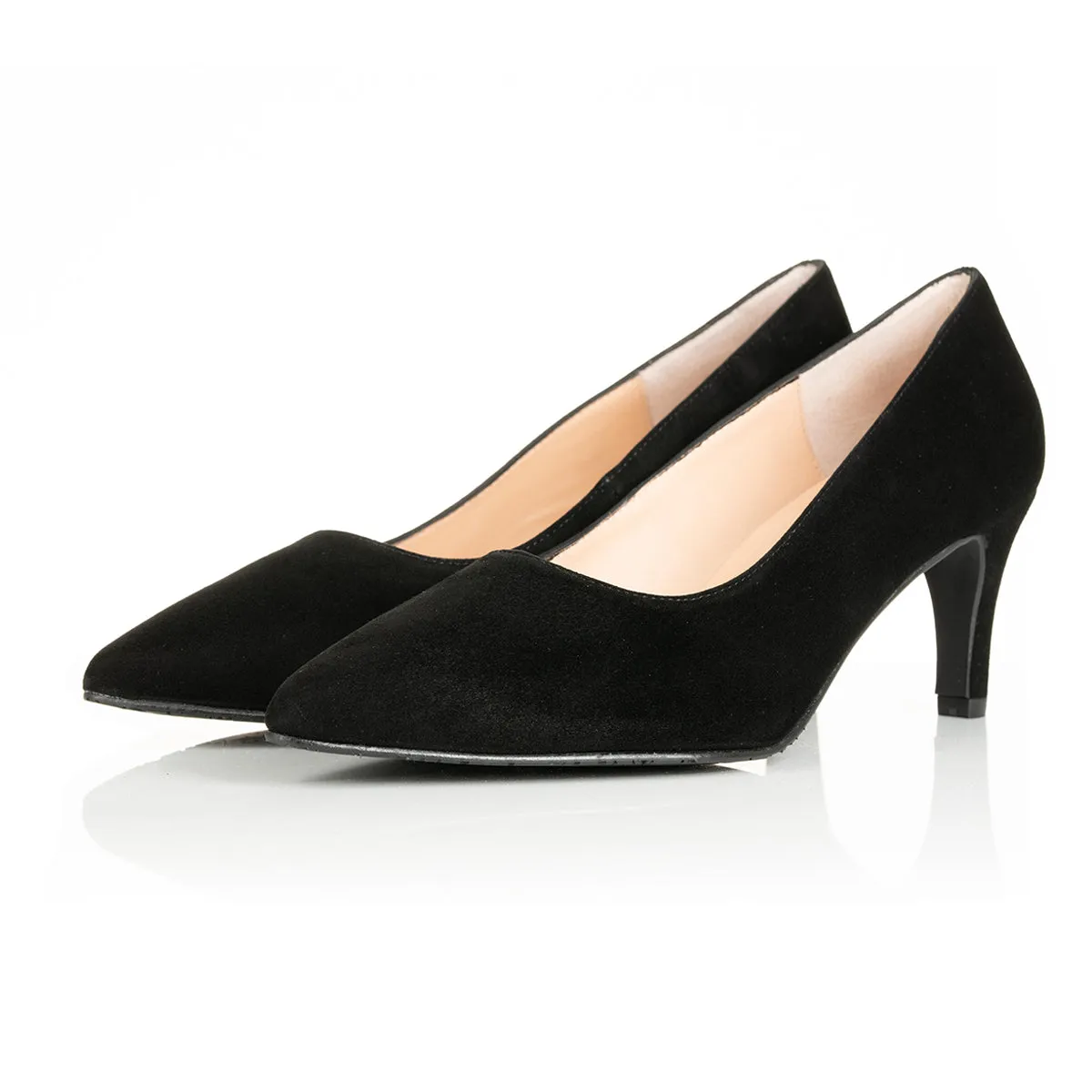 Eve Wide Fit Court Shoe – Black Suede