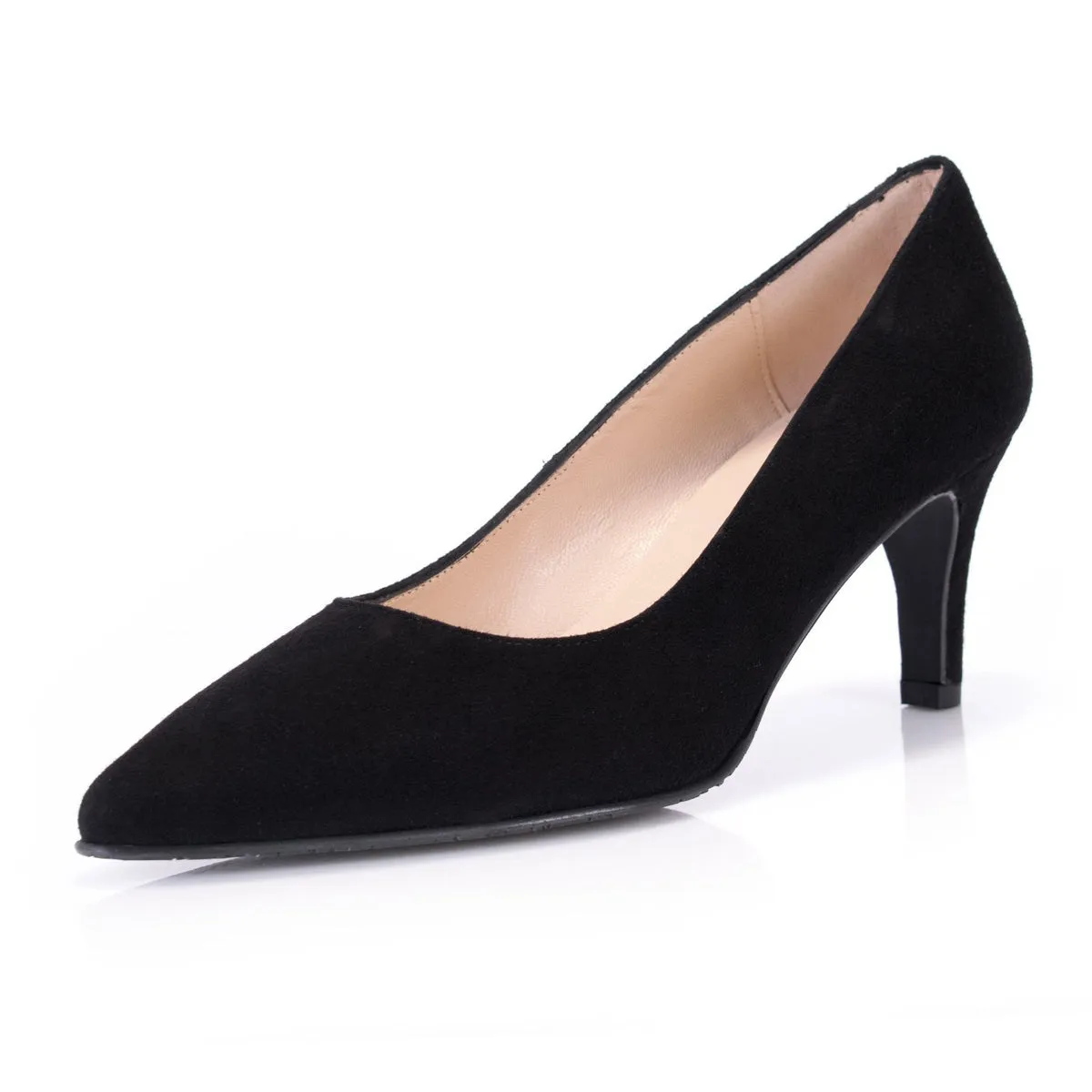 Eve Wide Fit Court Shoe – Black Suede