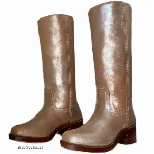 FRYE Campus 14L Metallic Silver Multi Gold Tall Square Toe Chunky Western Boots