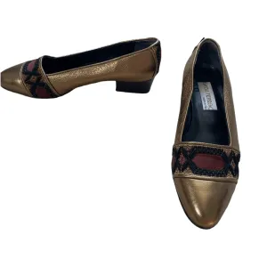 Gilda Ferego Leather Court Shoe Gold UK 6 EU 38