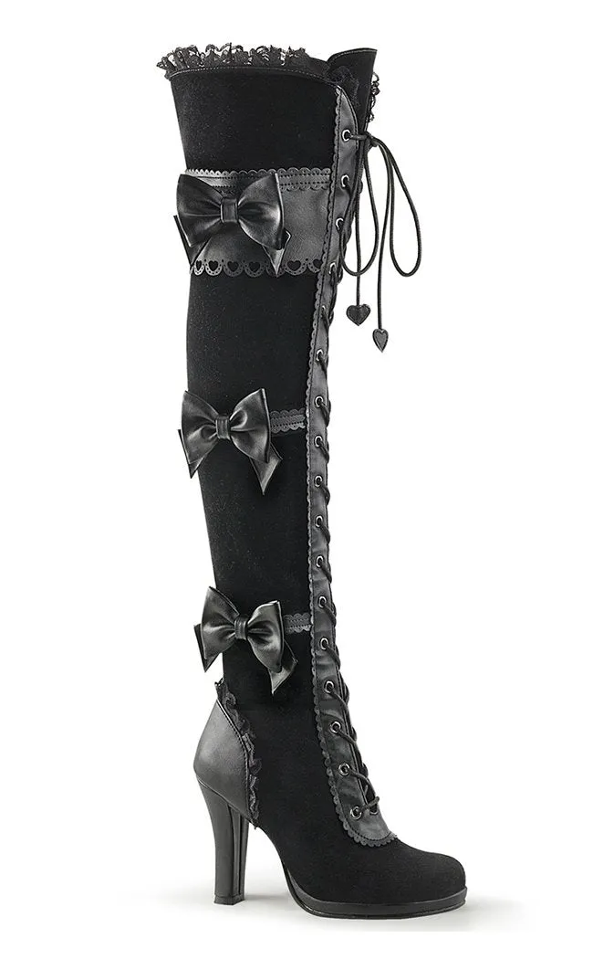 GLAM-300 Black Thigh High Boots