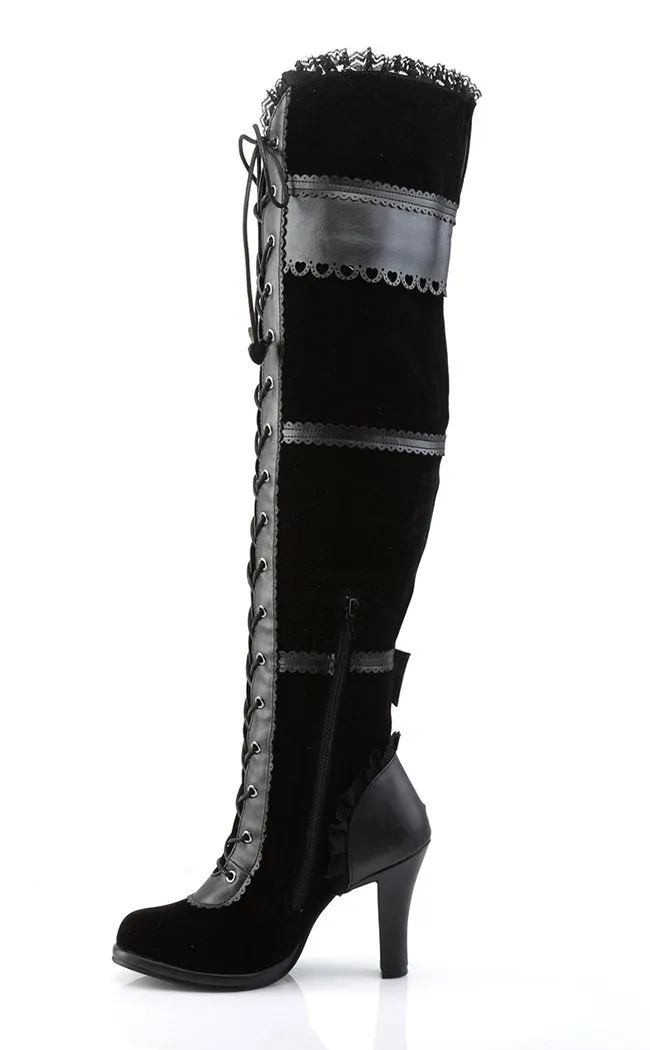 GLAM-300 Black Thigh High Boots