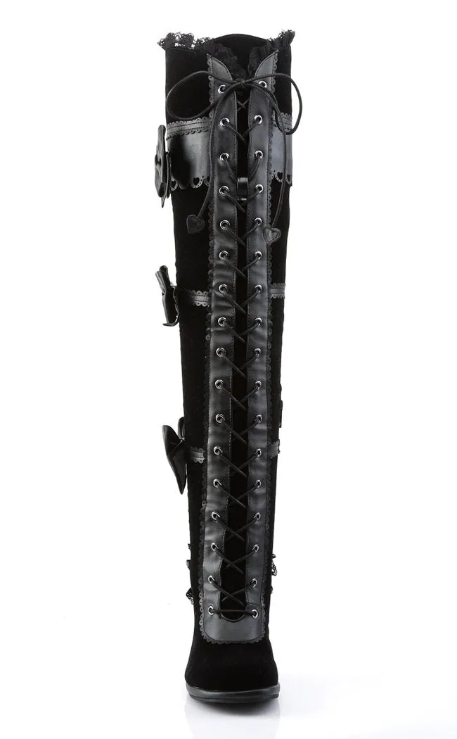 GLAM-300 Black Thigh High Boots