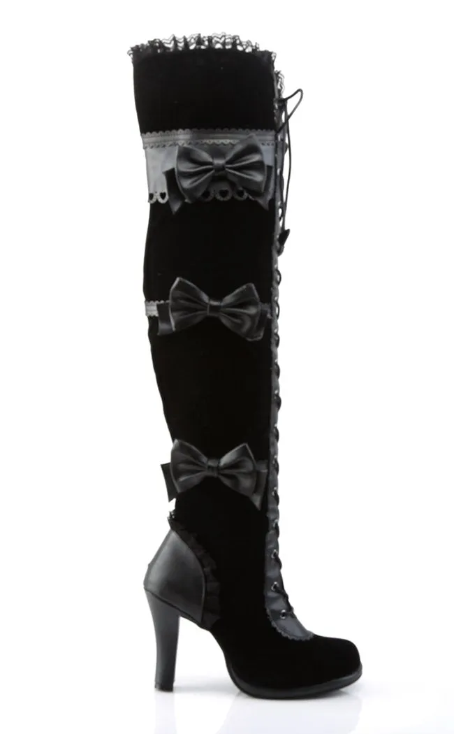 GLAM-300 Black Thigh High Boots