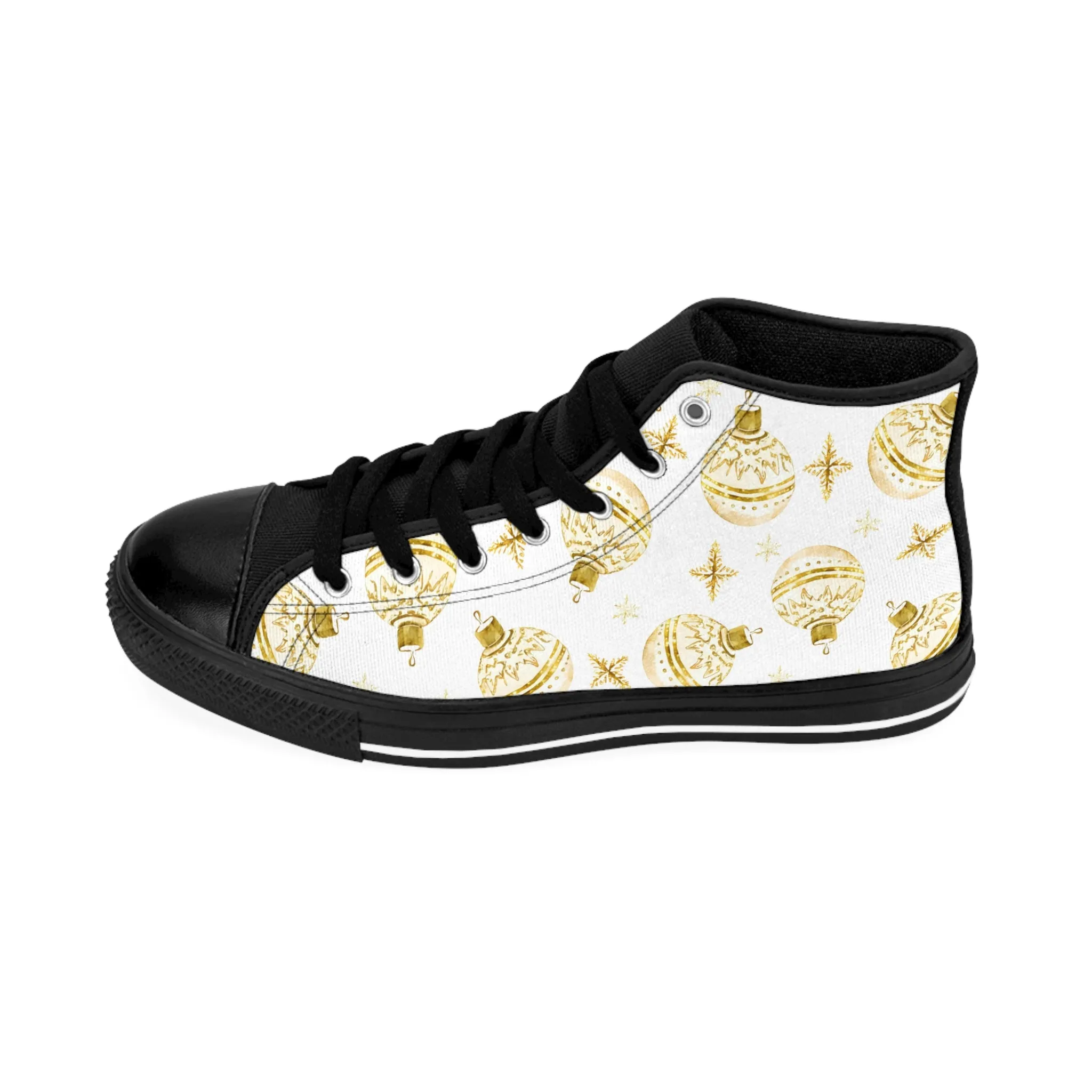 Golden Christmas Ball Ornament Women's Classic Sneakers