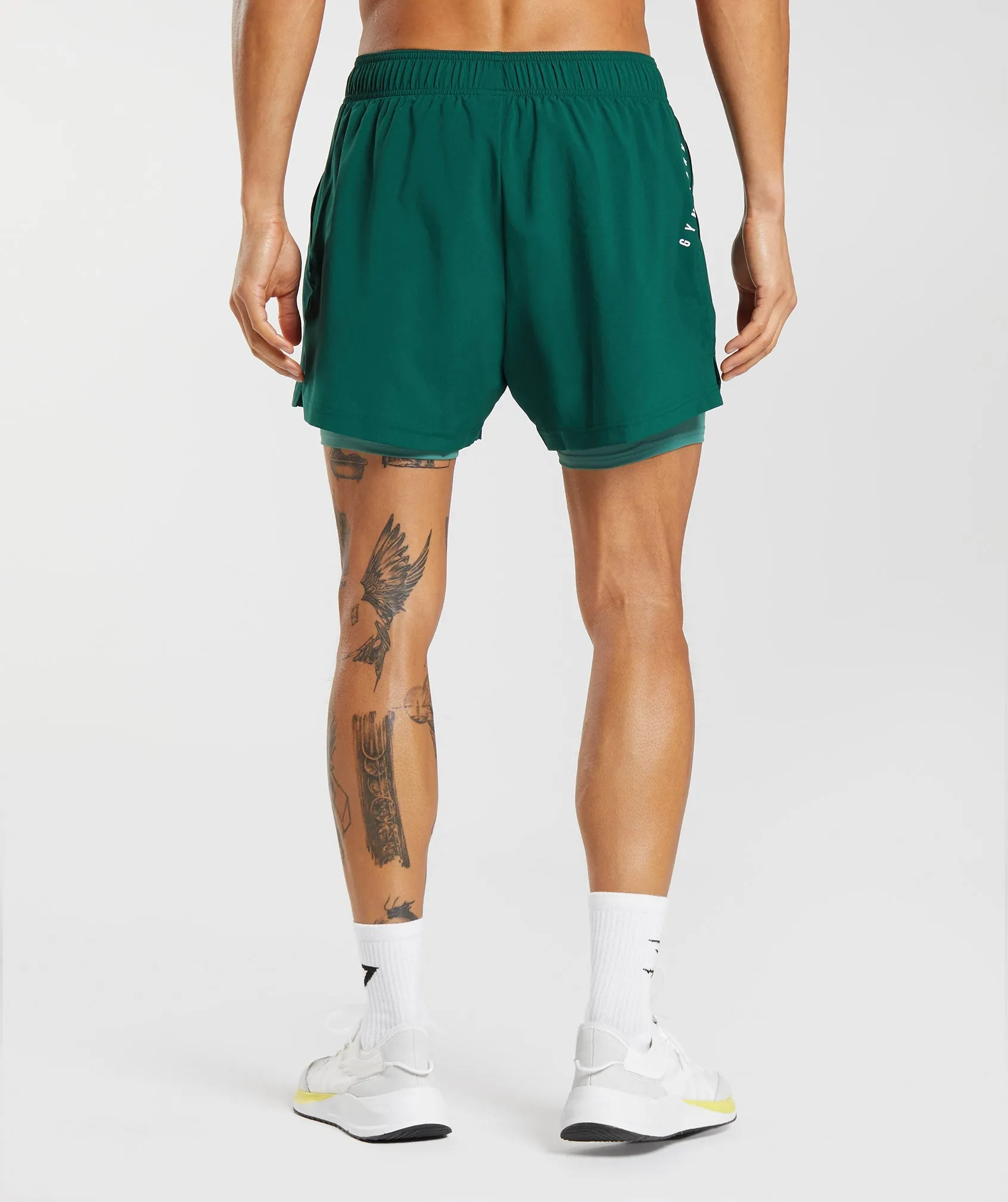 Gymshark Sport 5" 2 In 1 Shorts - Woodland Green/Hoya Green