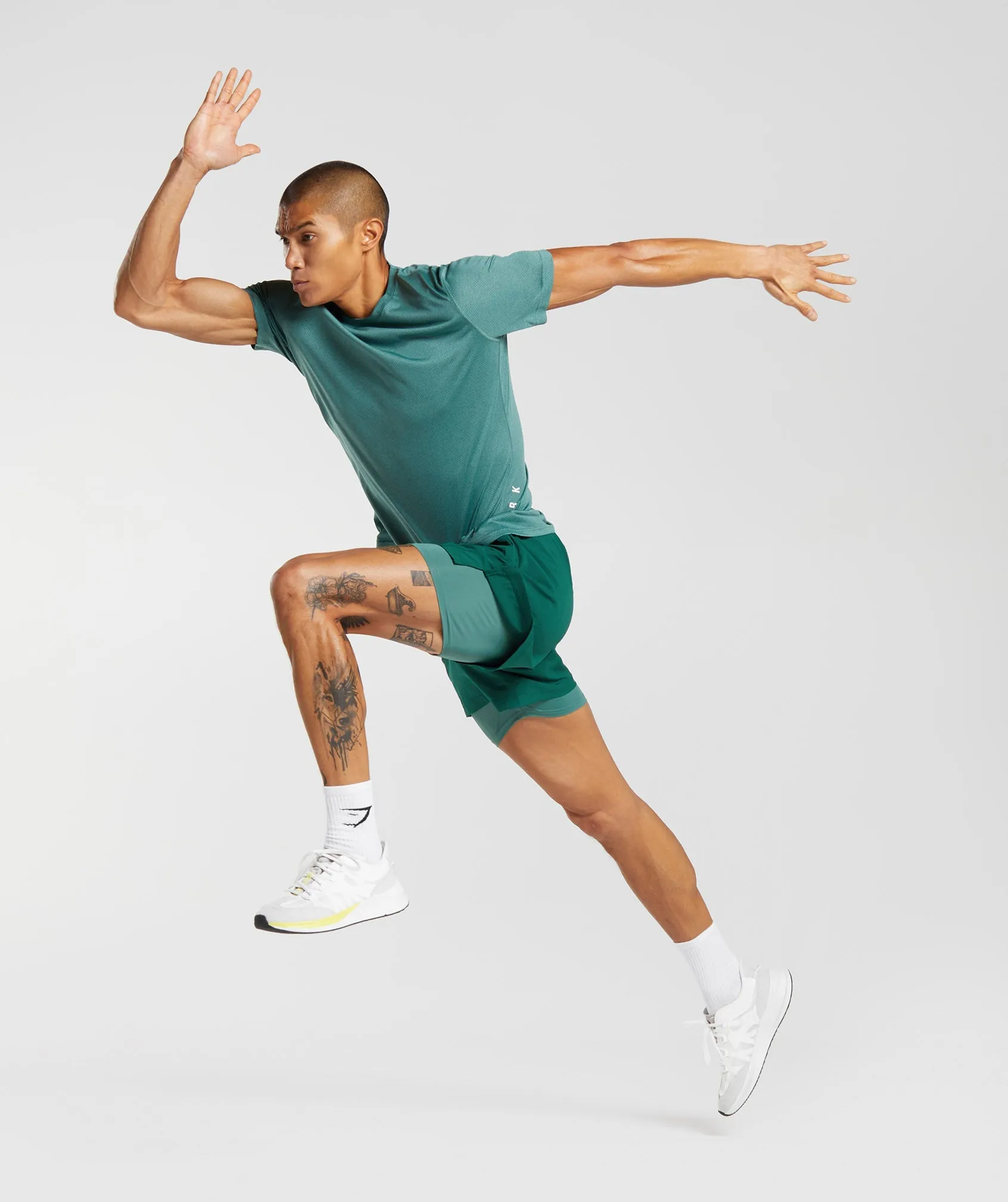 Gymshark Sport 5" 2 In 1 Shorts - Woodland Green/Hoya Green