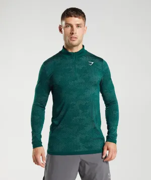 Gymshark Sport Seamless 1/4 Zip - Woodland Green/Hoya Green