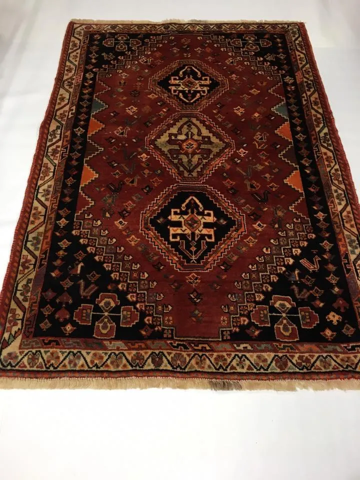 HAND KNOTTED PERSIAN SHIRAZ RUG 156X108 CM