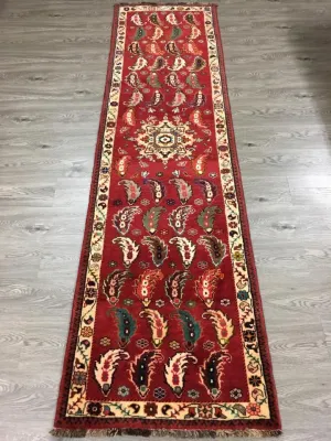 HAND KNOTTED PERSIAN SHIRAZ RUG RUNNER 295X 78 CM