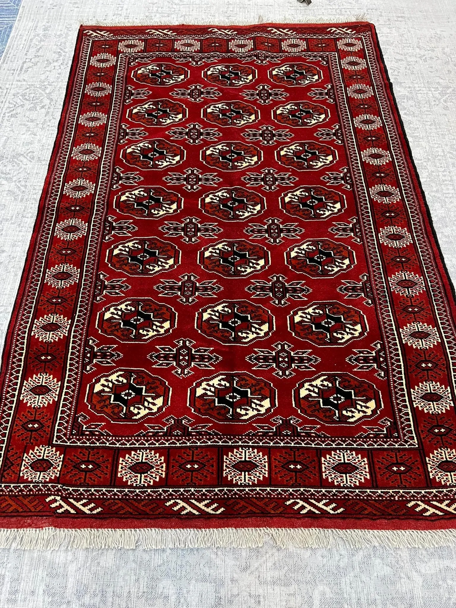 HAND KNOTTED PERSIAN TORKAMAN RUG 195X130 CM