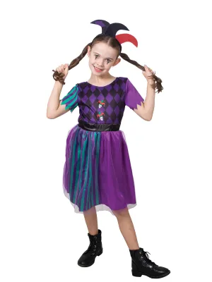 Harlequin Jester Girl Costume for Kids