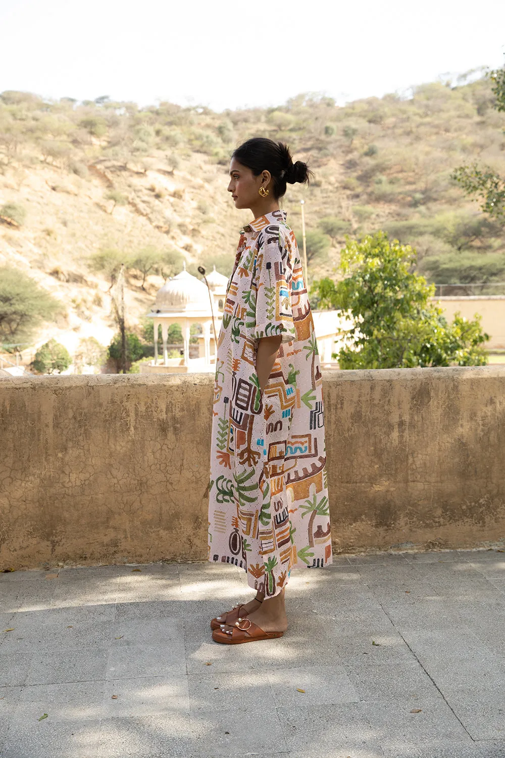 Honeydew Kaftan In Casablanca Print