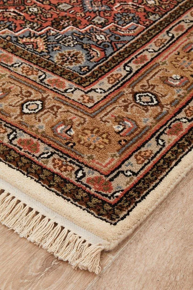 INDIAN HAND KNOTTED WOOL RUG 206X142CM