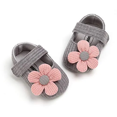 Infant Baby Girl Shoes, Flowers Baby Mary Jane Flats Princess Dress Shoes Soft Sole Baby Crib Shoes