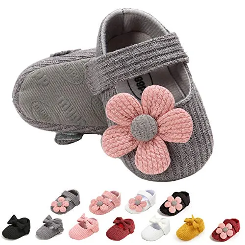 Infant Baby Girl Shoes, Flowers Baby Mary Jane Flats Princess Dress Shoes Soft Sole Baby Crib Shoes