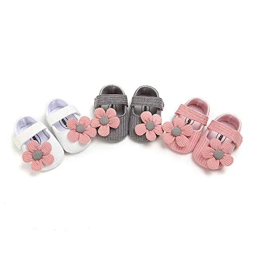 Infant Baby Girl Shoes, Flowers Baby Mary Jane Flats Princess Dress Shoes Soft Sole Baby Crib Shoes