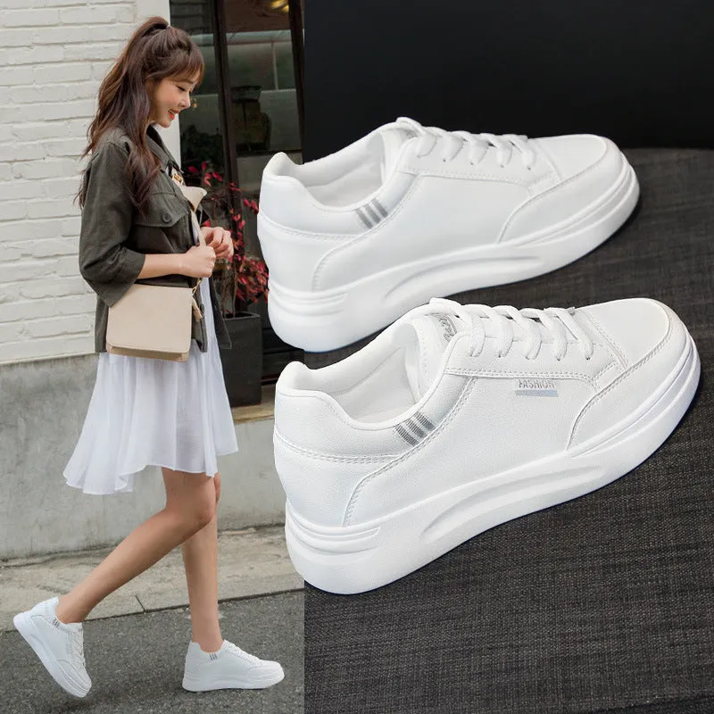 INSTOCK-White versatile inner height women's shoes