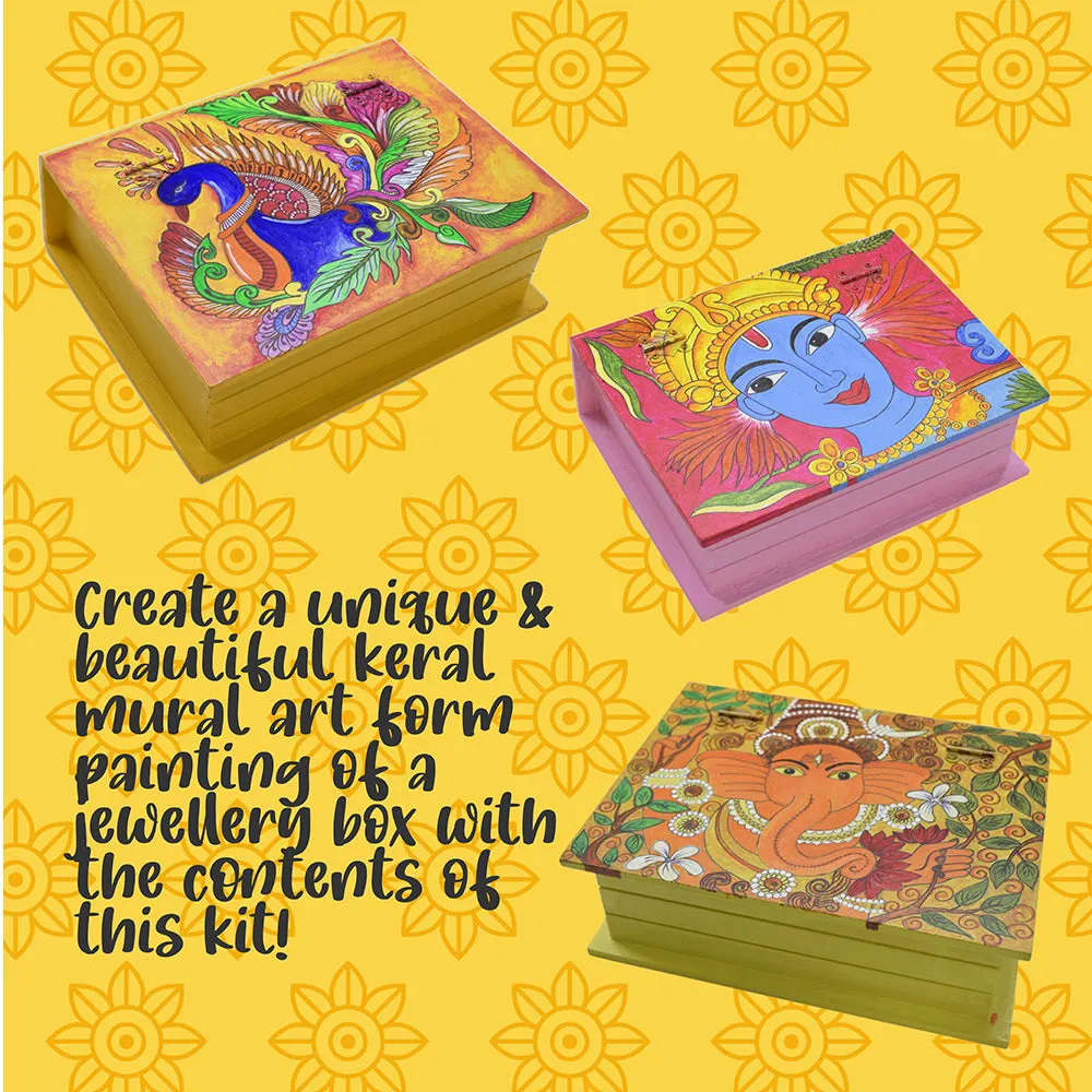 Kerala Mural Jewellery Box Painting Kit for Boys and Girls, Traditional Kit