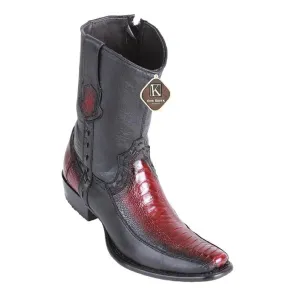 King Exotic Boots #479BF0543 Men's Dubai Boot | Men's Ostrich Leg Y Deer Boots Color Faded Burgundy