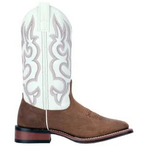 'Laredo' Women's 11" Mesquite Western Square Toe - Taupe / White