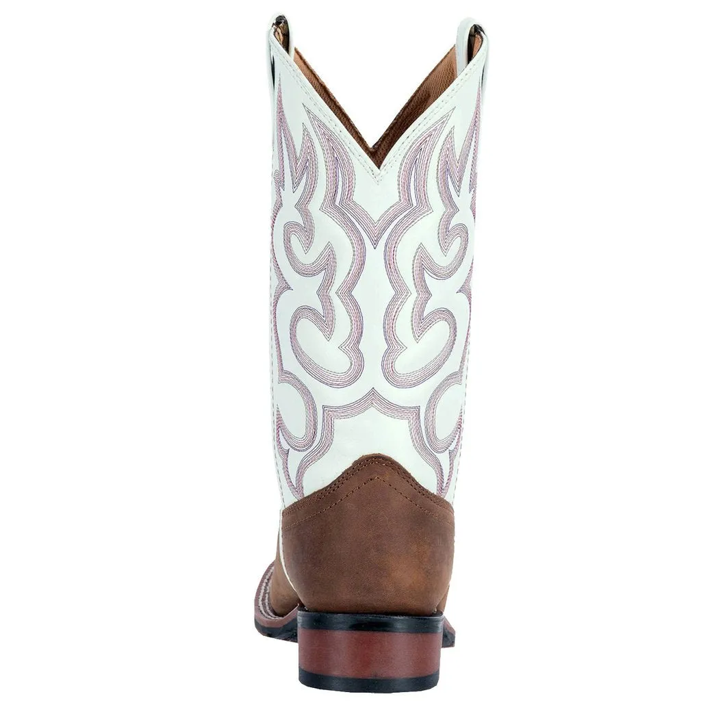 'Laredo' Women's 11" Mesquite Western Square Toe - Taupe / White