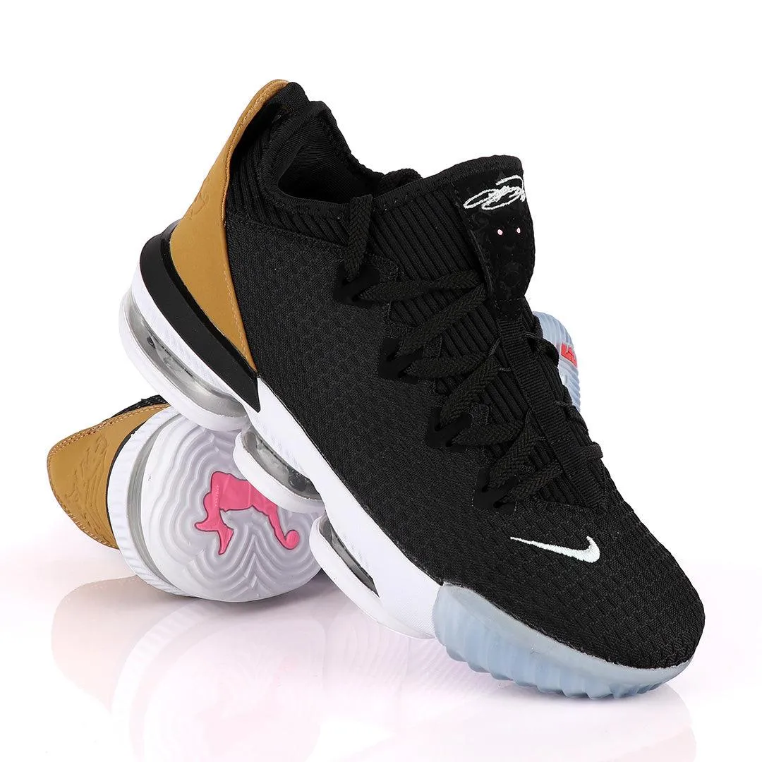 LEB XVI Low EP Black Gold Basketball Sneakers.