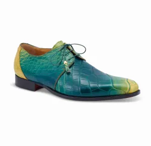 Mauri 4851 Multi Green Alligator Body Lace Up Dress Shoes