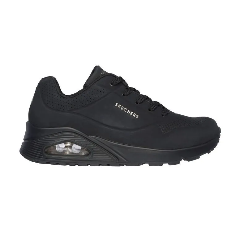 Mens Skechers Uno - Stand On Air Black/Black Sneaker Shoes