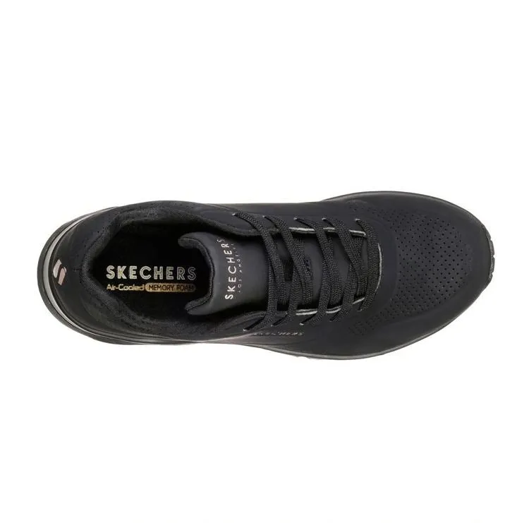 Mens Skechers Uno - Stand On Air Black/Black Sneaker Shoes