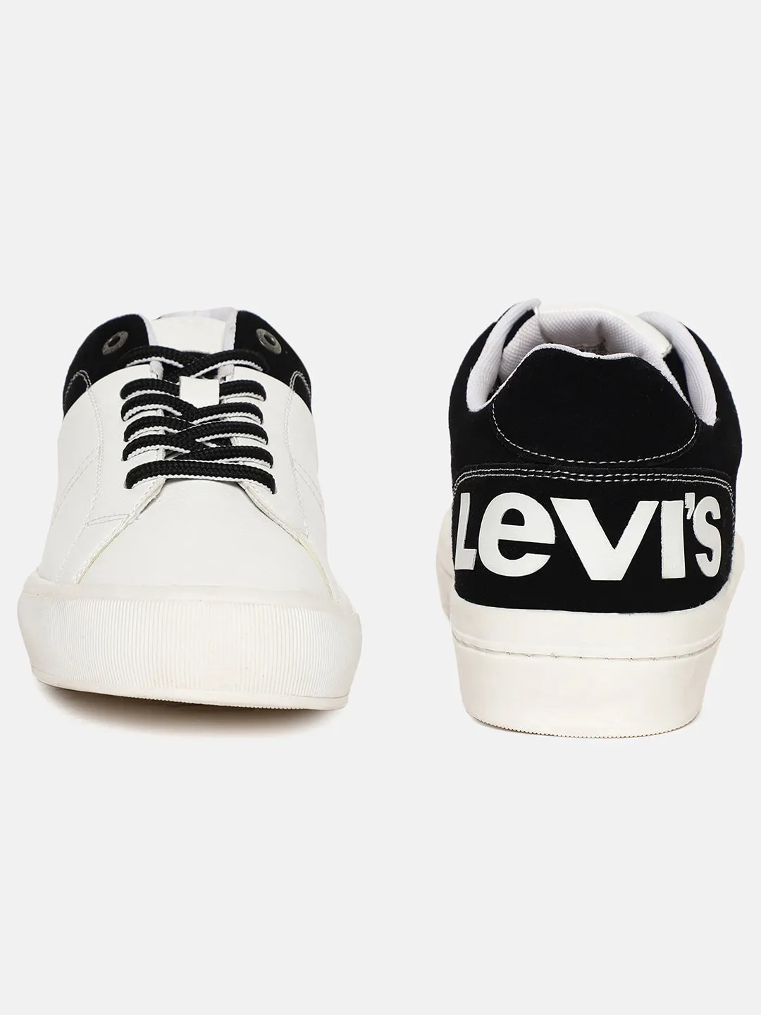 Men's White And Black Colorblock Shoes