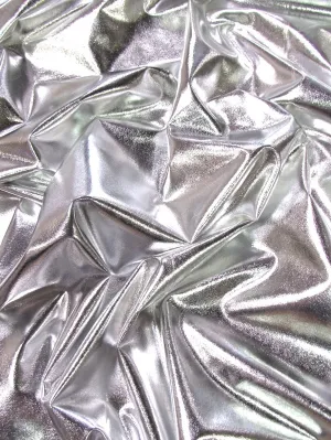 Metallic Foil Spandex Fabric / Silver / Stretch Lycra Sold By The Yard