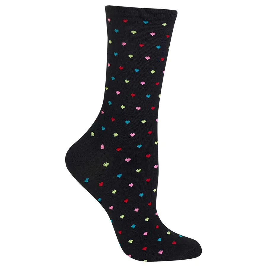 Mini Heart (Black) Women's Crew Socks