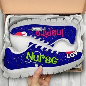 Nurse Sneaker, Nurse Love Inspire Navy Blue Sneakers, Best Shoes For Nurses