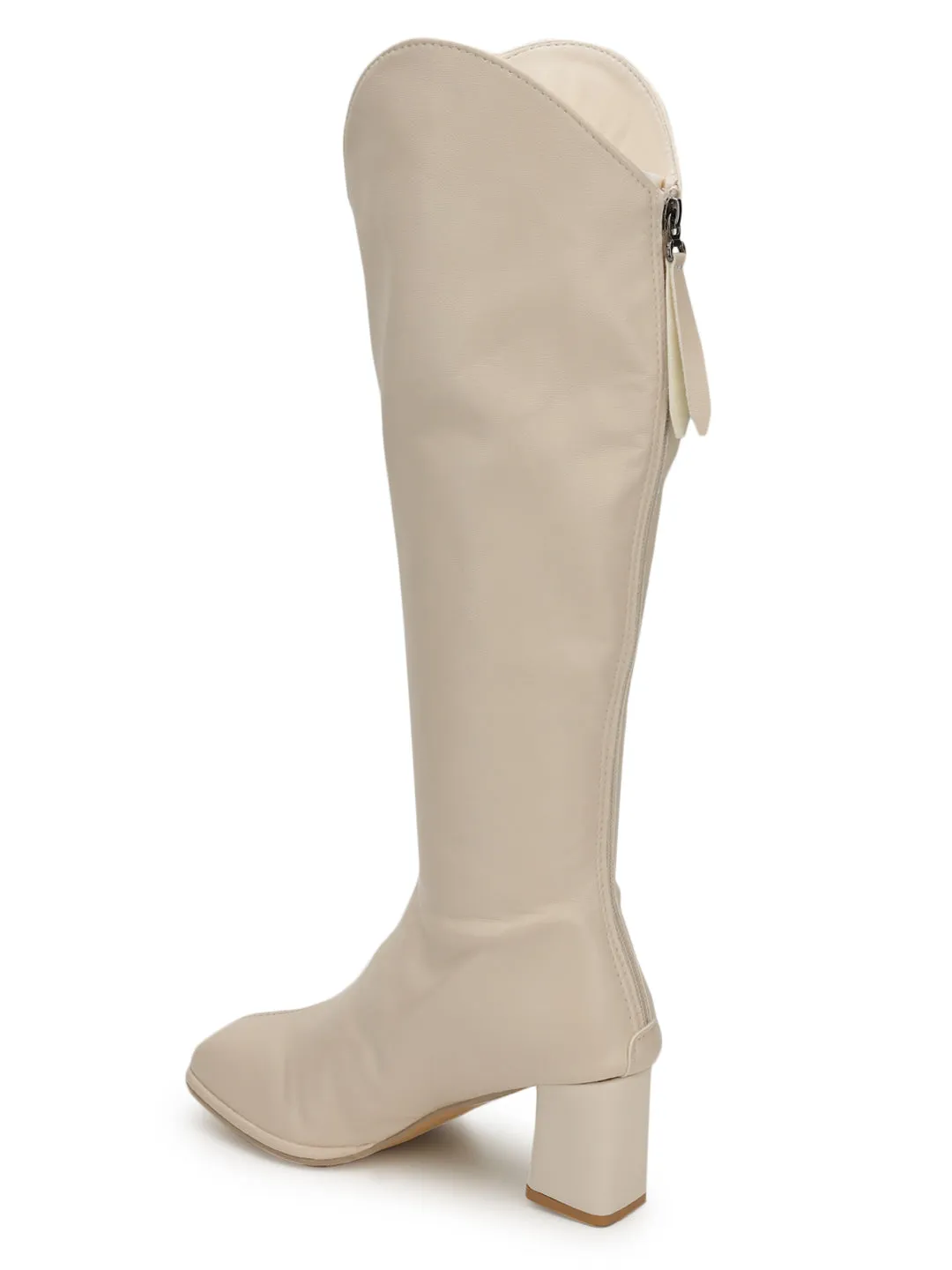 Off White PU High-End-Fashion Stylish Long Boots (TC-RS3704-OWHT)