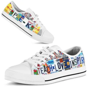 Pre K License Plates Low Top Shoes, Teacher Shoes, Low Top Sneakers