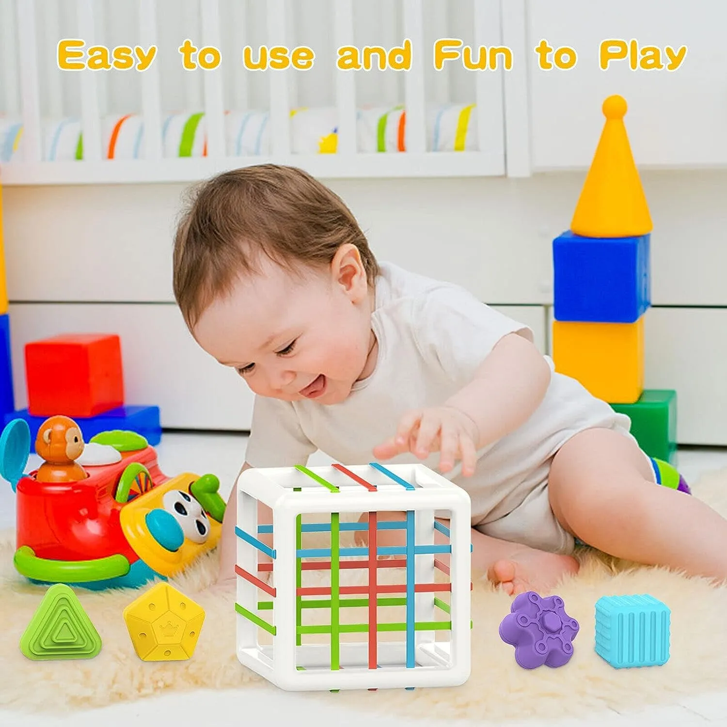 Prime Deals Montessori Toys 7 in 1 Baby Sensory Toys for Kids Educational Learning Shape Sorter Activity Stacking Toys Baby Shape Sorting Toys Interactive Toy Fine Motor Skill Developmental