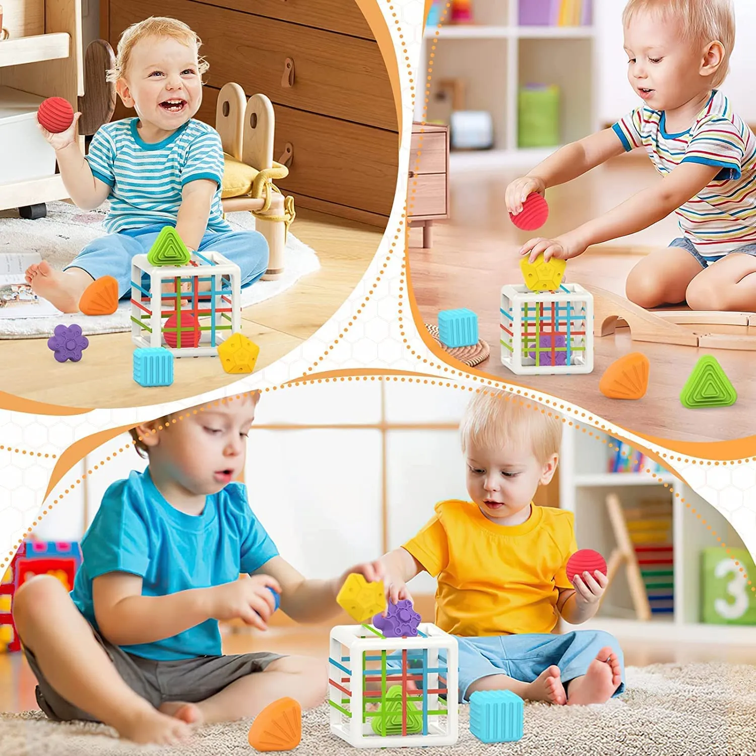 Prime Deals Montessori Toys 7 in 1 Baby Sensory Toys for Kids Educational Learning Shape Sorter Activity Stacking Toys Baby Shape Sorting Toys Interactive Toy Fine Motor Skill Developmental