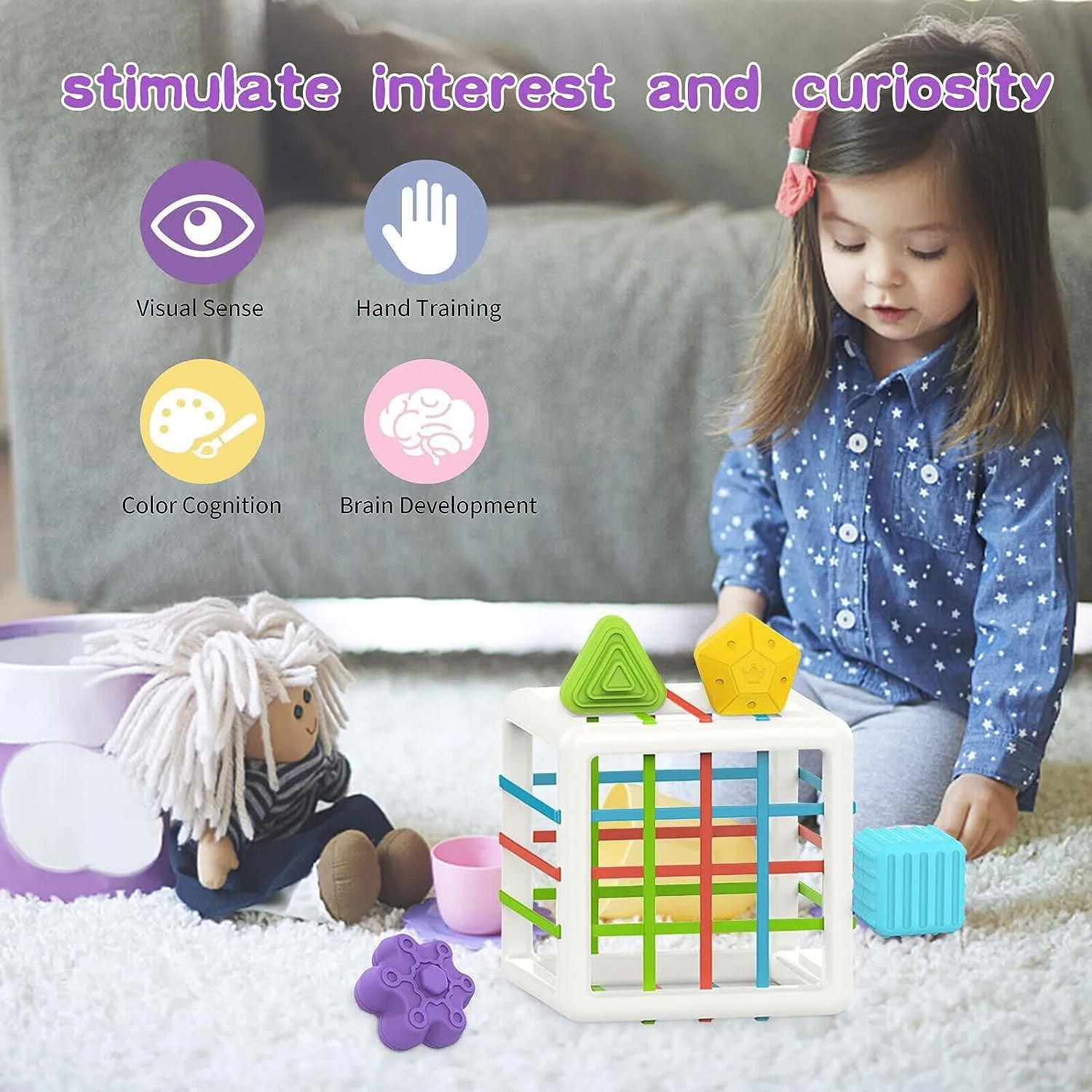 Prime Deals Montessori Toys 7 in 1 Baby Sensory Toys for Kids Educational Learning Shape Sorter Activity Stacking Toys Baby Shape Sorting Toys Interactive Toy Fine Motor Skill Developmental