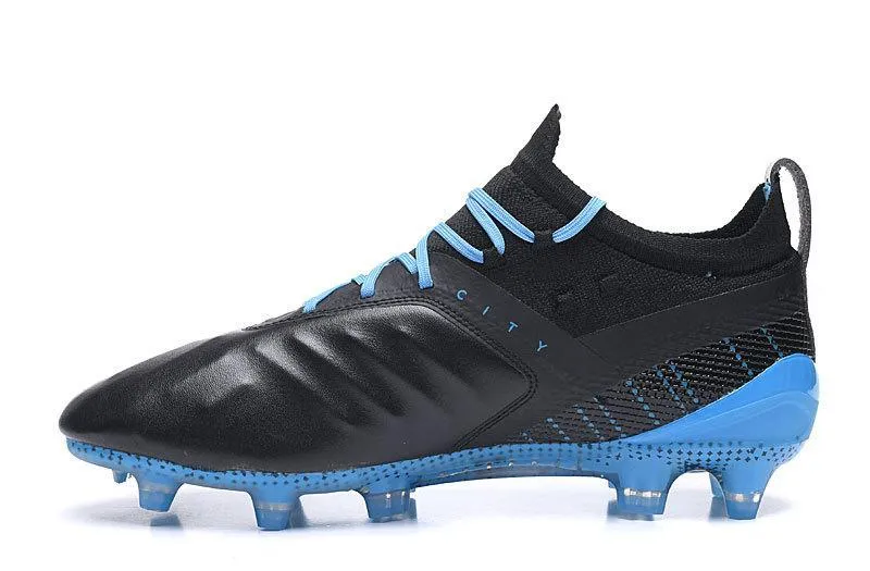 Puma One 5.1 FG AG Soccers Cleats Shoes Black Blue