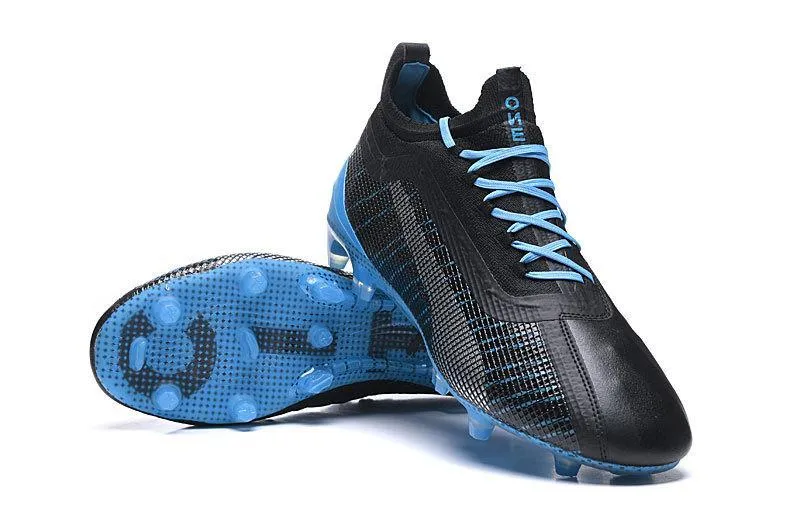 Puma One 5.1 FG AG Soccers Cleats Shoes Black Blue