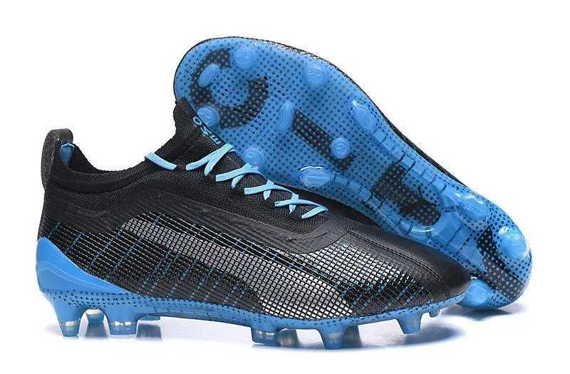 Puma One 5.1 FG AG Soccers Cleats Shoes Black Blue