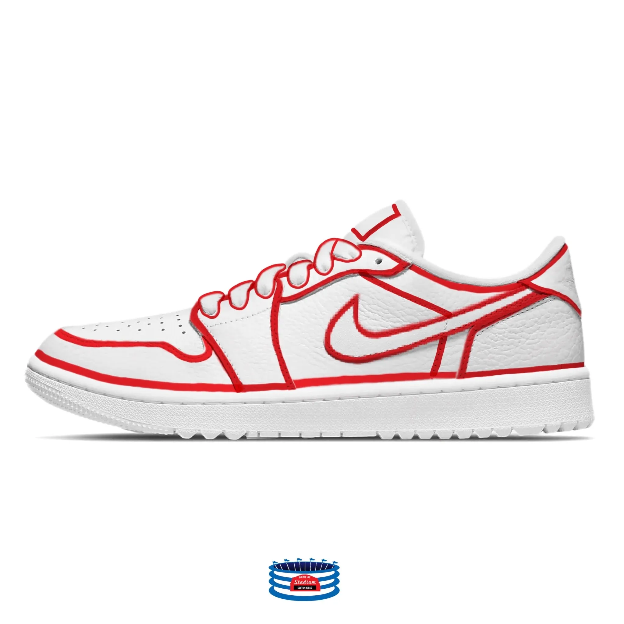 "Red Lines" Jordan 1 Golf Shoes by Stadium Custom Kicks