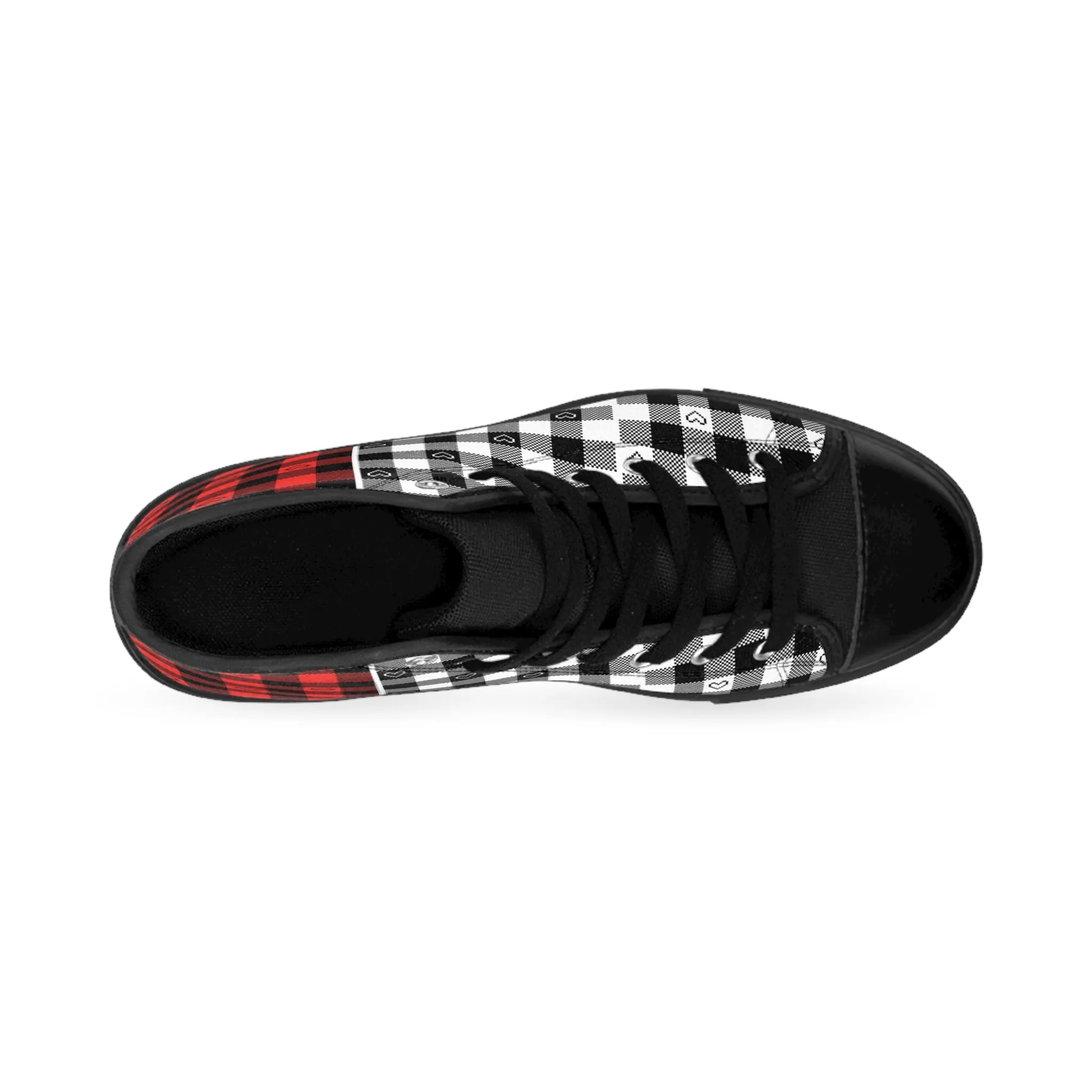 Red and Black Textile Pattern Women's Classic Sneakers