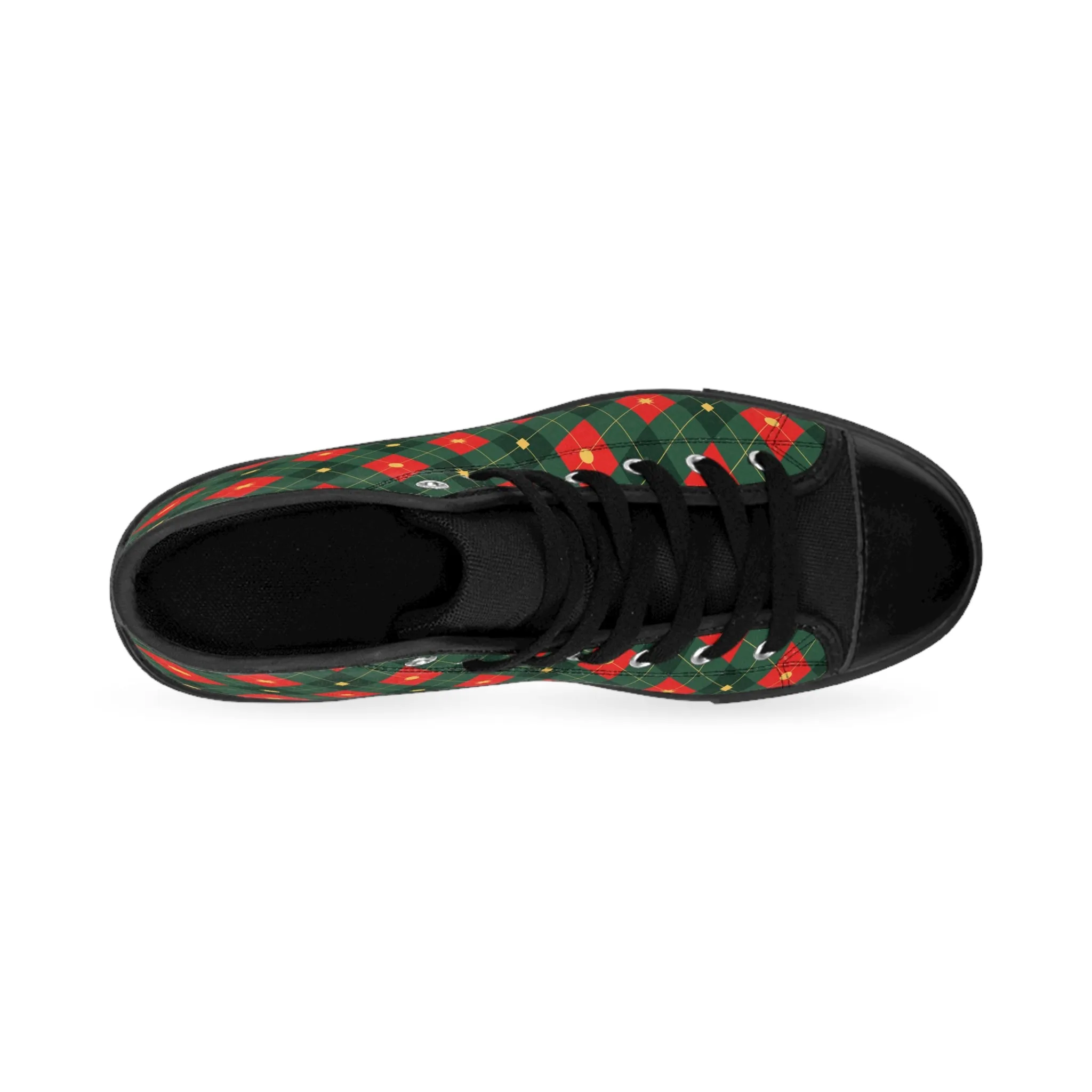 Red and Green Plaid Pattern Men's Classic Sneakers